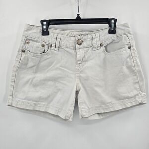 Maurices Shorts Womens 9/10 Denim Shorts White Stretch Embroidered Pockets